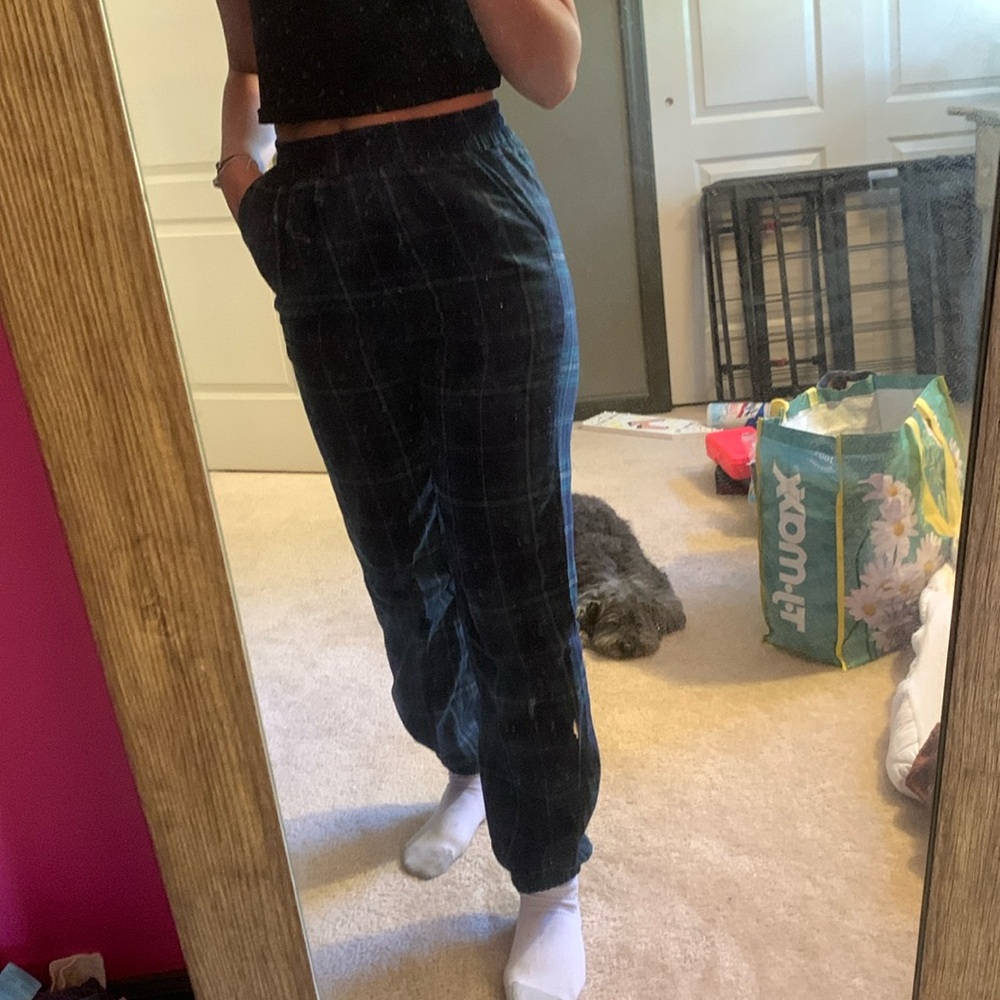 green plaid pants